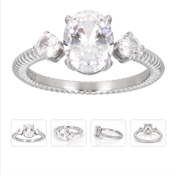 AUTHENTIC GENUINE SOLID STERLING SILVER BELLA LUCE ENGAGEMENT RING SIZE 7 - Picture 1 of 5